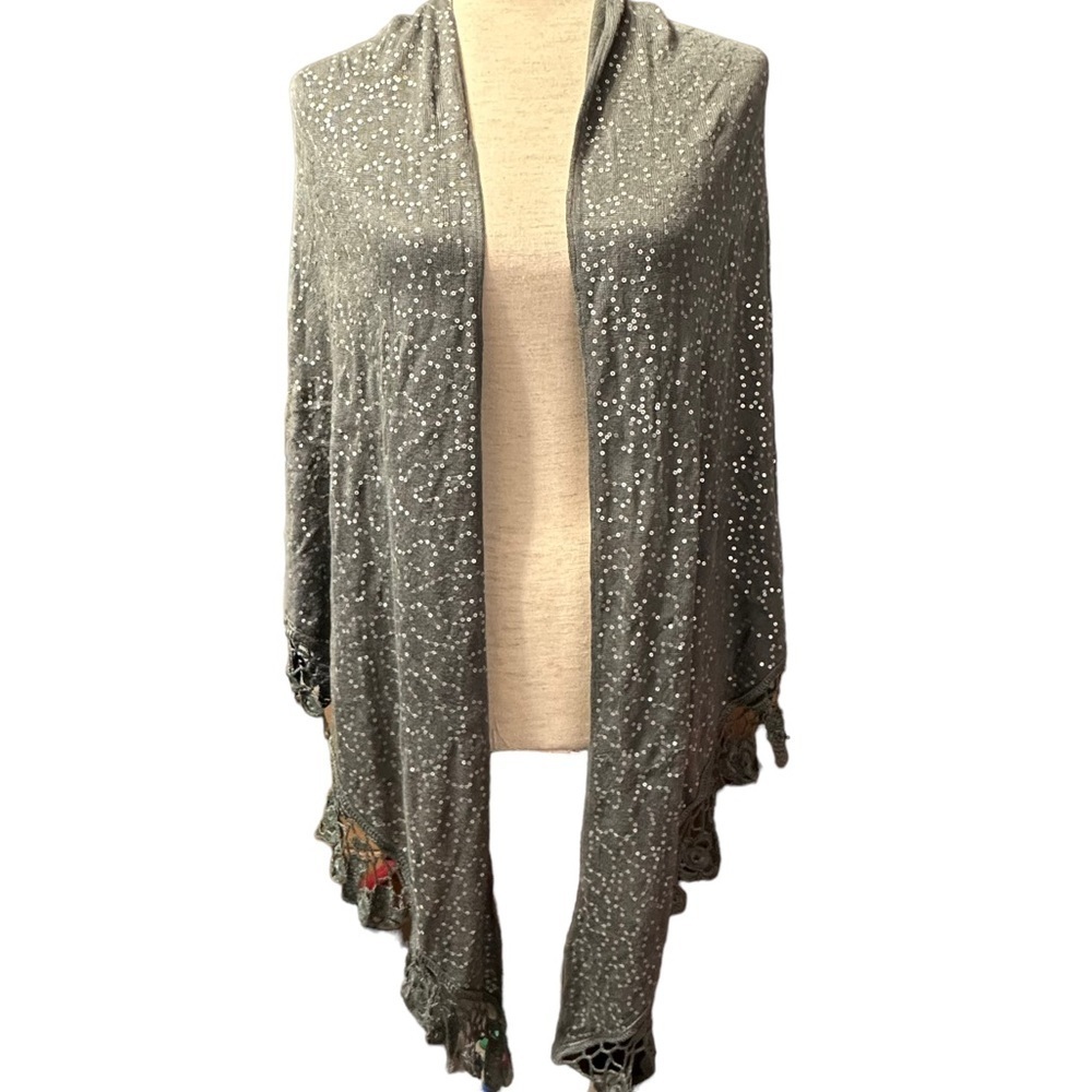 Soft Surroundings Sequin Shawl Wrap Boho Evening Festival Luxe Duster #1AF80